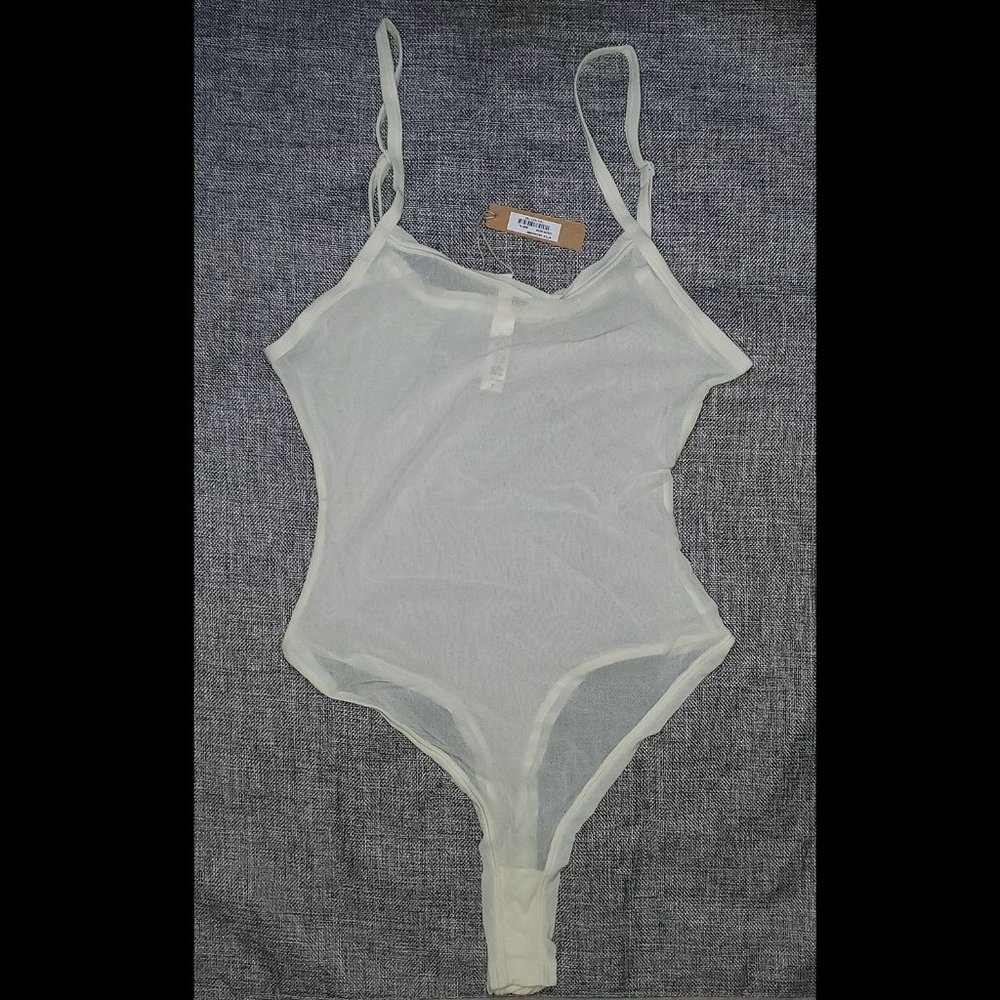 NWT SKIMS XLARGE Summer Mesh Cami Bodysuit BONE